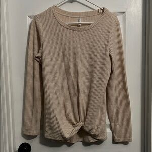 Women's Beige Waffle Knit Top